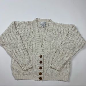 Vintage 90s Retro Michelle Stuart Cable Knit Cardigan Sweater
